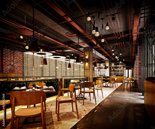 3d render of cafe restaurant interior © murattellioglu