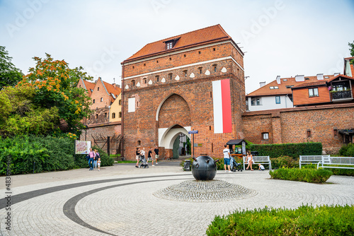 Torun, Poland - August 11, 2021. The gate "Brama Klasztorna"