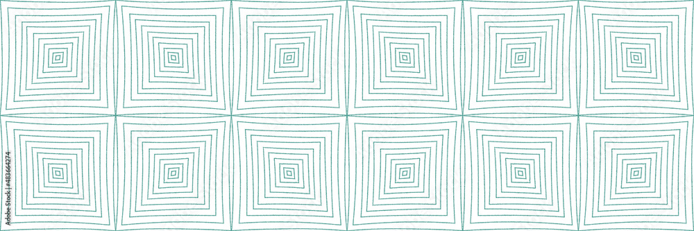 Mosaic seamless border. Turquoise symmetrical Mosaic seamless border. Turquoise symmetrical