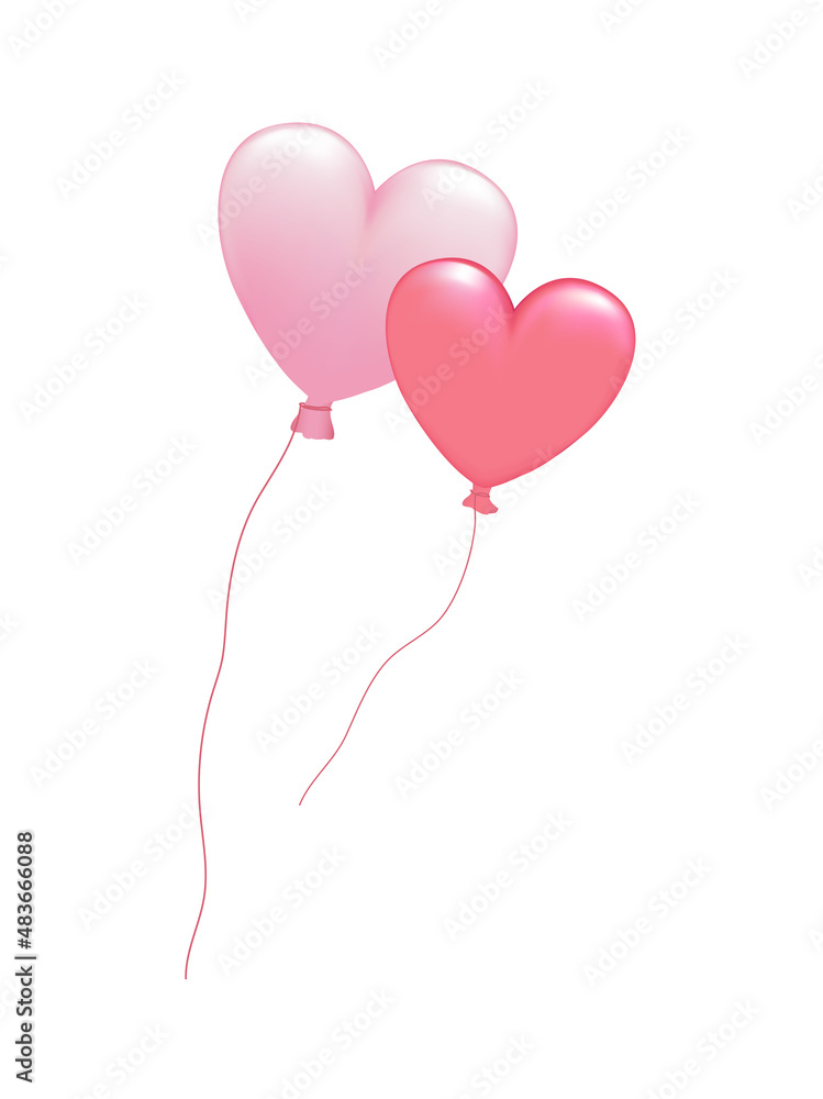 Fliegende Luftballon Herzen Paar, 
Karte für Muttertag, Valentinstag, Hochzeit uvm
Vektor Illustration isoliert auf weißem Hintergrund
