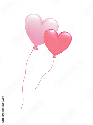 Fliegende Luftballon Herzen Paar, 
Karte für Muttertag, Valentinstag, Hochzeit uvm
Vektor Illustration isoliert auf weißem Hintergrund
