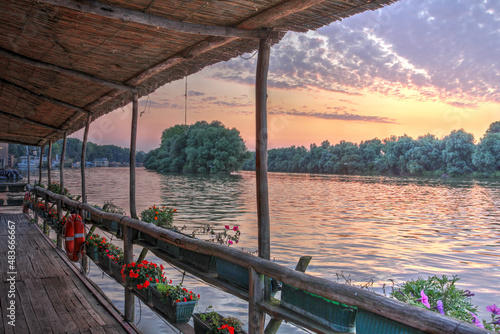 Beautiful sunset on the Danube  Belgrade  Serbia