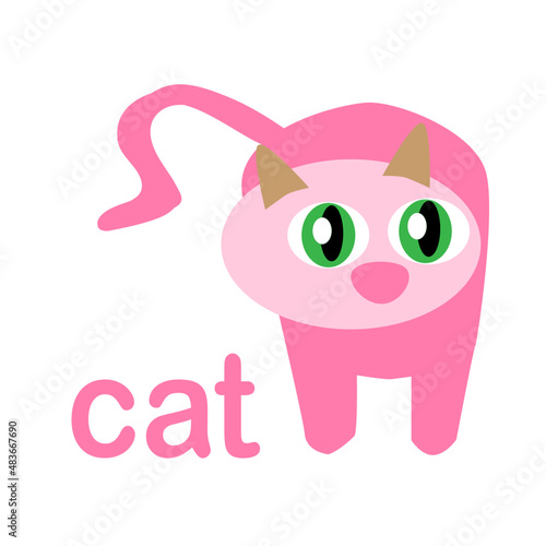 gato,rosa, niña, bebe.felino, caricatura, ilustracion, vector, chistoso, fiesta cat, chad. bonito, gato bonito, gatos © laura