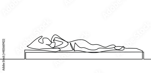 a woman lying comfortably and comfortably in bed
