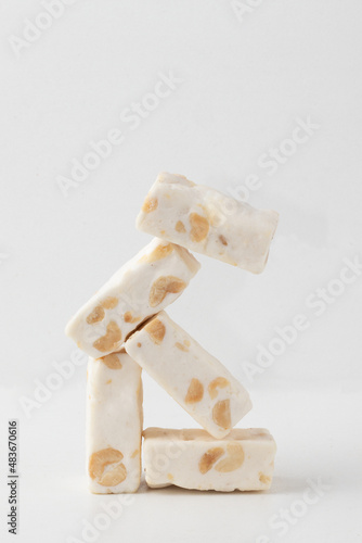 Pile of delicious nougat or mandolate. photo