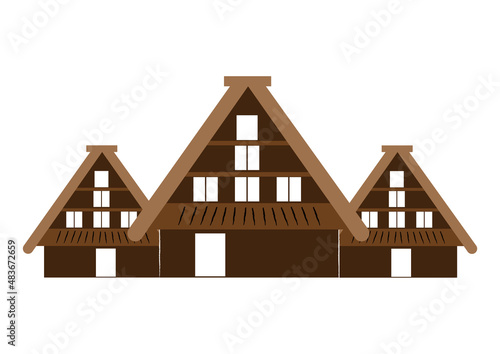 三軒の合掌づくりの家