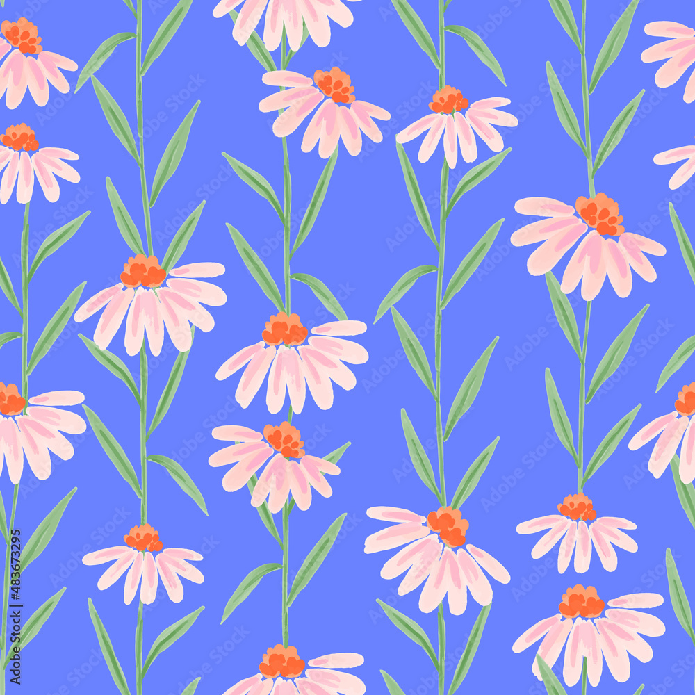hand painted coneflowers seamless pattern hand painted coneflowers seamless pattern