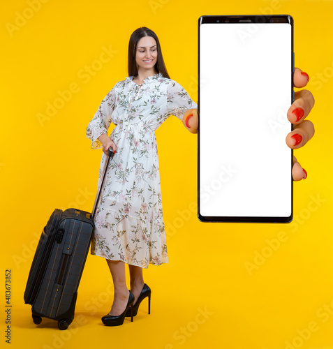 Joyful traveler with phone....
