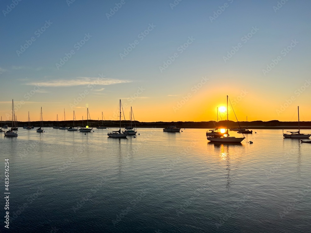 sunset at the harbor