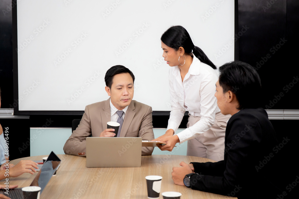 Team asian business group meeting conference about marketing and finance with ceo at the office, secretary report financial with manager or boss for planning strategy, indoor, business concept. Team asian business group meeting conference about marketing and finance with ceo at the office, secretary report financial with manager or boss for planning strategy, indoor, business concept.