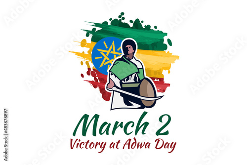 March 2, Victory at Adwa Day. Public holidays in Ethiopia vector illustration.  Suitable for greeting card, poster and banner. 