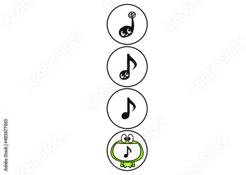 カエル,おたまじゃくし,動物,音楽,音符,親子
