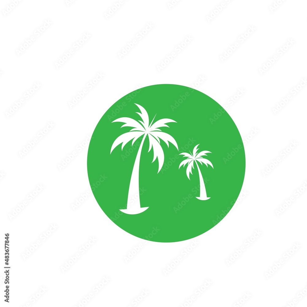 Obraz premium Palm tree summer logo template