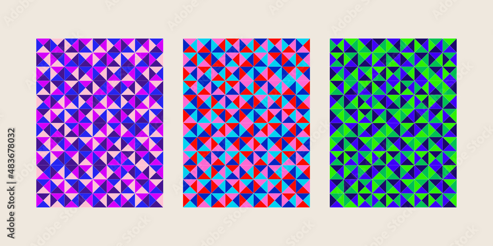 Triangular covers, set with geometric backgrounds