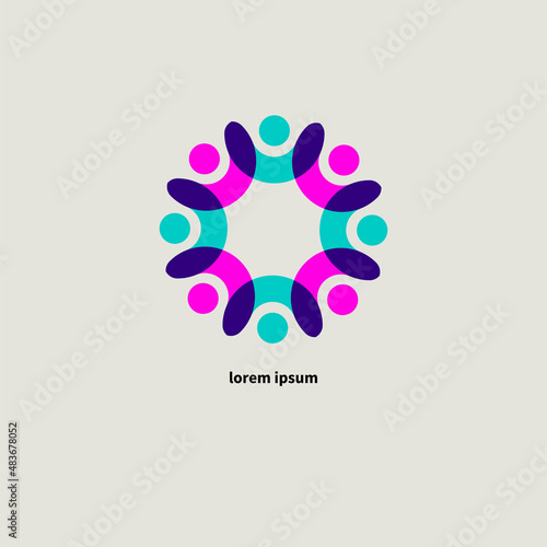 Teamwork icon, unity of people logo