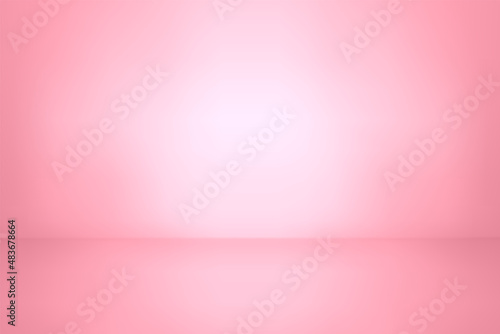 Pink color studio background. Abstract empty room with soft light for product. Simple peach backdrop. Line horizon. Gradient honey background. Texture blank wall and floor. Vector illustration © Omeris