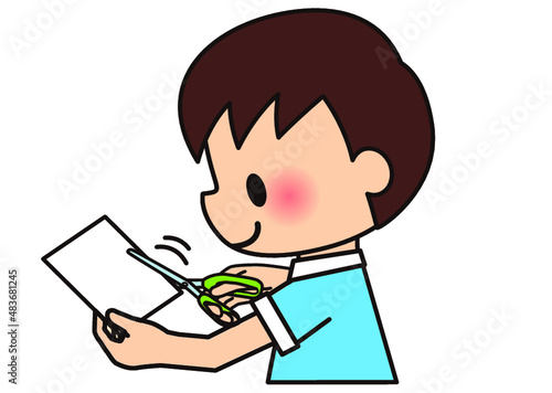 切る,ハサミ,紙,子供,小学生,小学校,幼稚園,保育園,手,工作,紙細工,手づくり,作る,図画工作