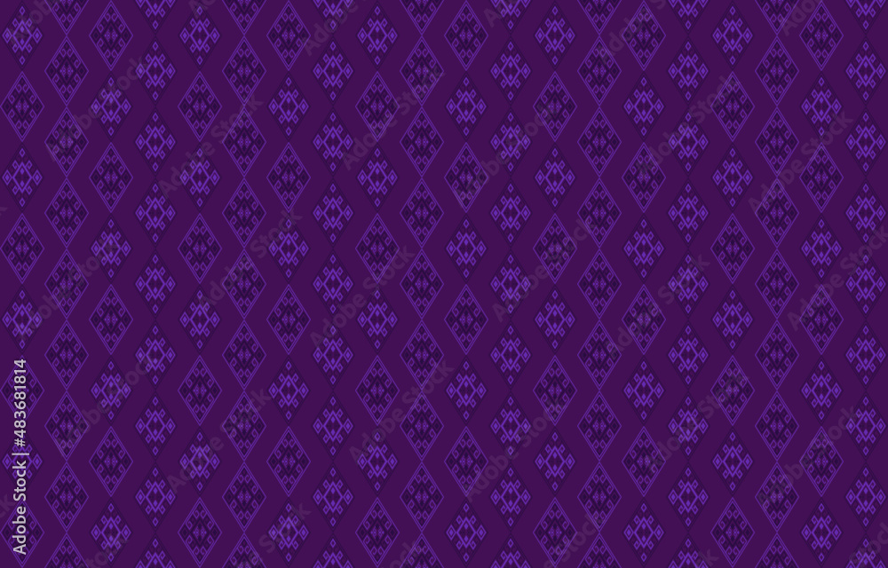 Geometric seamless pattern with rhombus and creative lines. Dark and light purple elements on purple background. Vector illustration. For shirt textile cloth silk scarf bandana wallpaper mobile case 