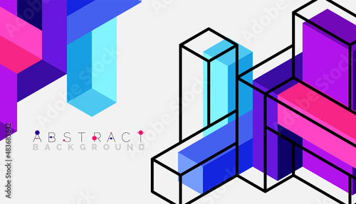 Abstract background. 3d cubes, cubic elements and blocks. Techno or business concept for wallpaper, banner, background, landing page