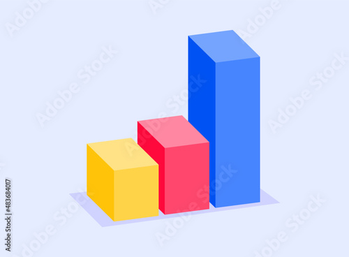 3d isometric colorful graph for business report and presentation