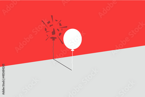 balloon standing in a spotlight that make a shadow of balloon explode. trust yourself, self confident concept