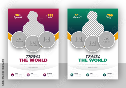 Creative flyer design and brochure cover page template for travel agency