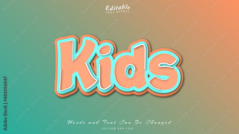 kids editable text effect, free font