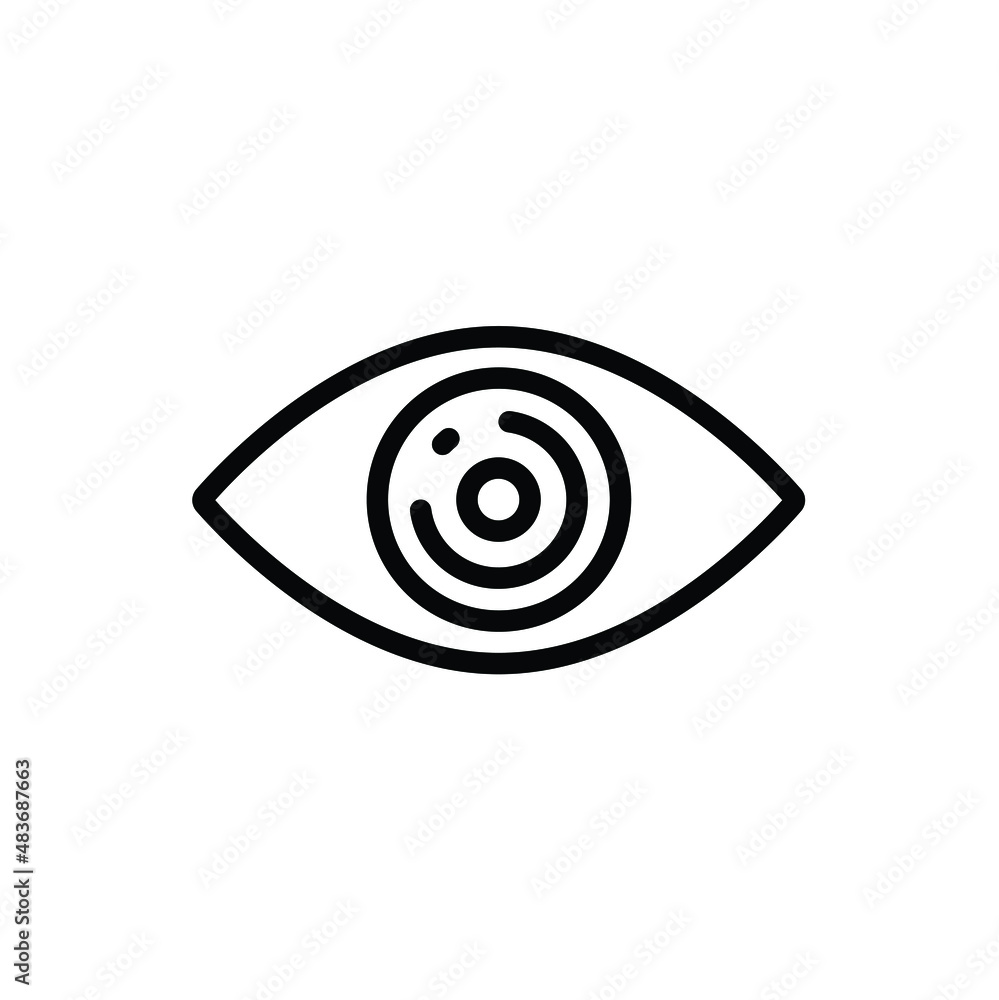 Eye thin icon vector isolated on white, human organ sign and symbol illustration. Eye thin icon vector isolated on white, human organ sign and symbol illustration.