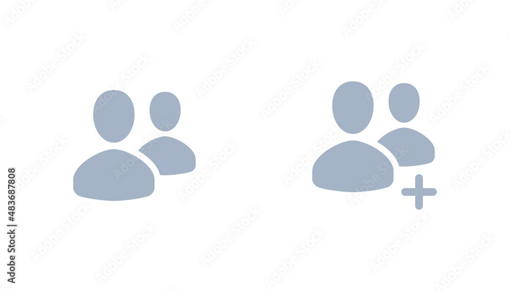 Two people icon set, add people, vector group user illustration set Two people icon set, add people, vector group user illustration set