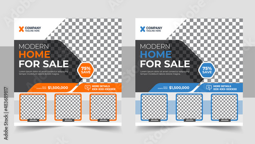 Elegant home for sale social media post template layout
