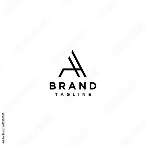 Minimalist logo design initials letter A and H form a triangle. Triangles can represent Mountains, Pyramids, Fire and so on. Symbol of strength, balance and energy.