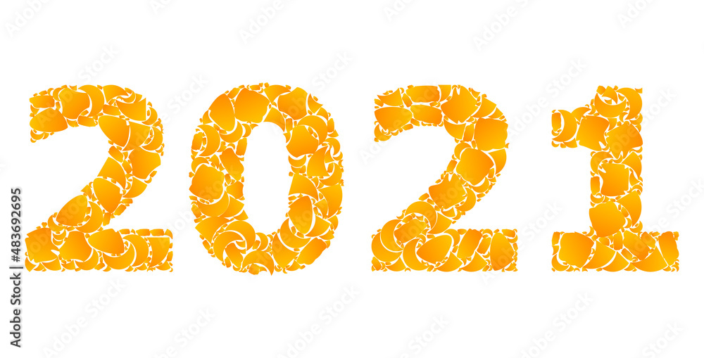 Vector golden 2021 year digits mosaic icon. 2021 year digits is isolated on a white background. Golden items collage based on 2021 year digits icon. Vector golden 2021 year digits mosaic icon. 2021 year digits is isolated on a white background. Golden items collage based on 2021 year digits icon.
