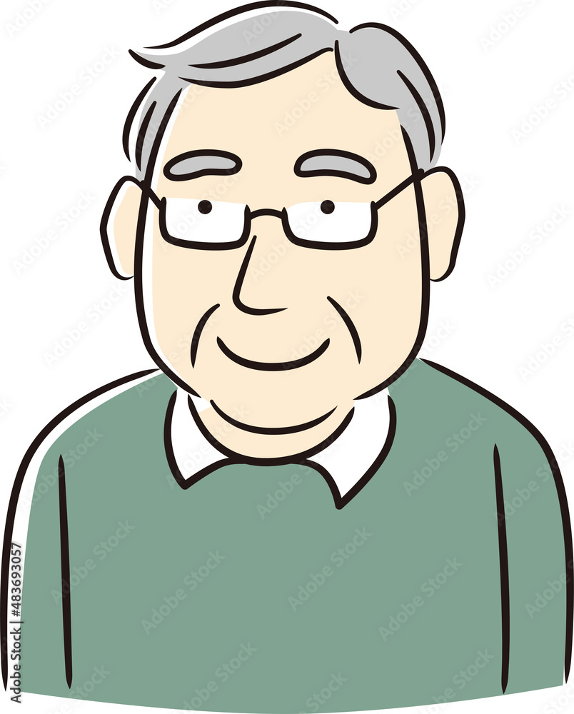 Vector illustration of an elderly man with glasses