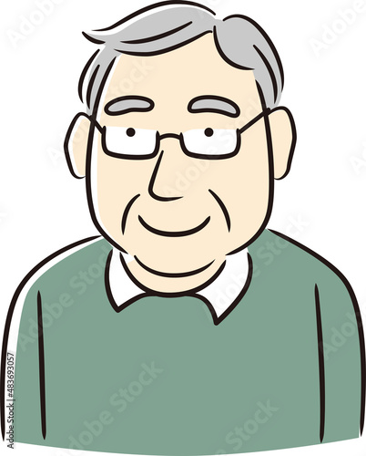 Vector illustration of an elderly man with glasses