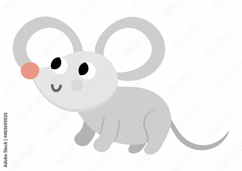 Vector mouse icon. Cute cartoon mousy illustration for kids. Farm animal isolated on white background. Colorful flat picture for children. Vector mouse icon. Cute cartoon mousy illustration for kids. Farm animal isolated on white background. Colorful flat picture for children.