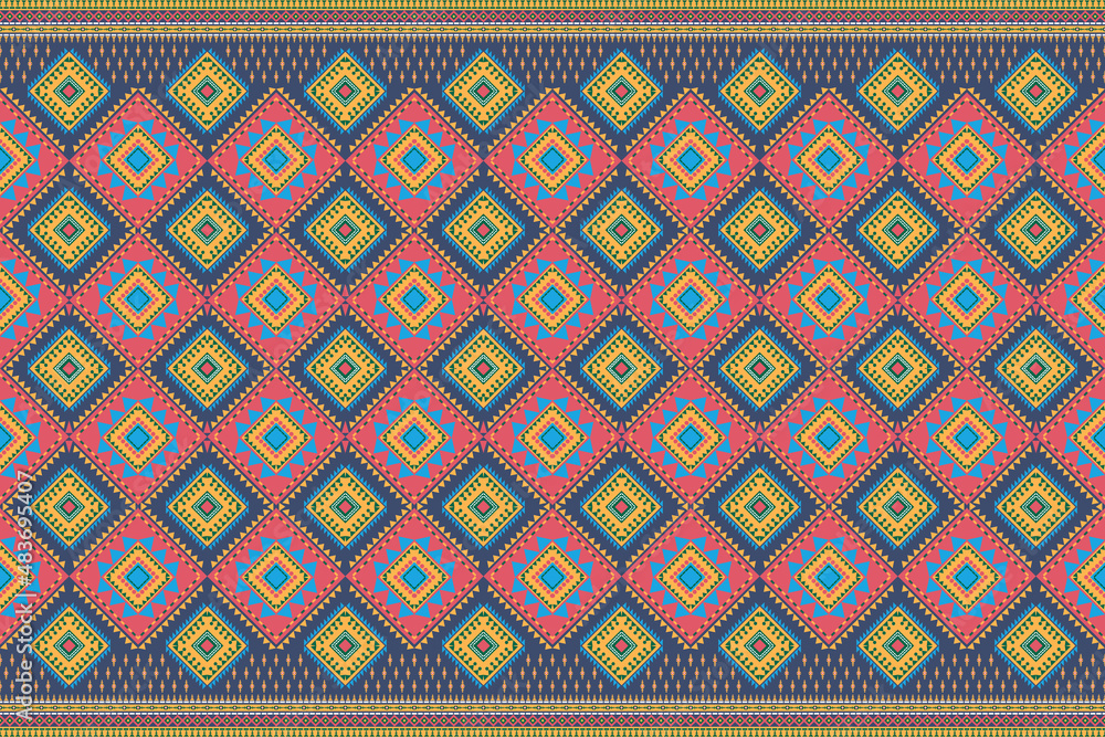 Seamless geometric ethnic asian oriental and tradition pattern design for texture and background. Silk and fabric pattern decoration for carpet, clothing, wrapping and wallpaper