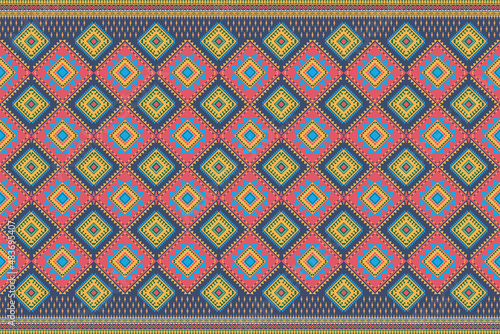 Seamless geometric ethnic asian oriental and tradition pattern design for texture and background. Silk and fabric pattern decoration for carpet, clothing, wrapping and wallpaper