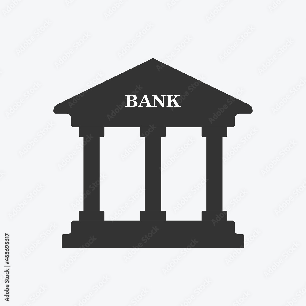 Bank icon isolated flat design vector illustration. Bank icon isolated flat design vector illustration.