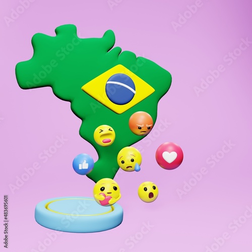 3d rendering of social media emoticon use in Brazil for product promotion