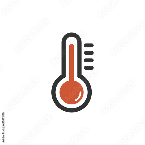 Thermometer heat icon isolated flat design vector illustration.