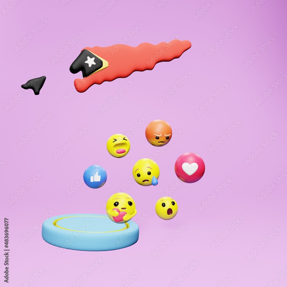 3d rendering of social media emoticon use in East Timor for product promotion