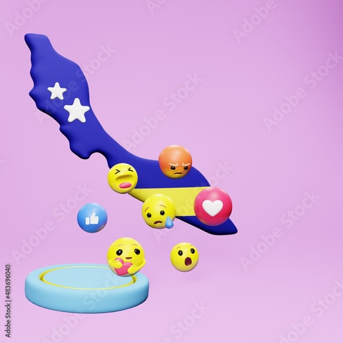 3d rendering of social media emoticon use in Curacao for product promotion