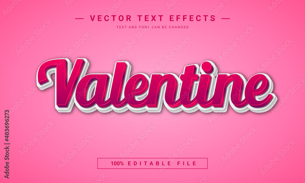 Valentine day editable text effect	