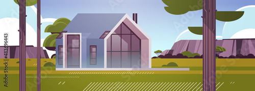 modern house of sandwich panels with panoramic windows environmentally friendly home building modular housing