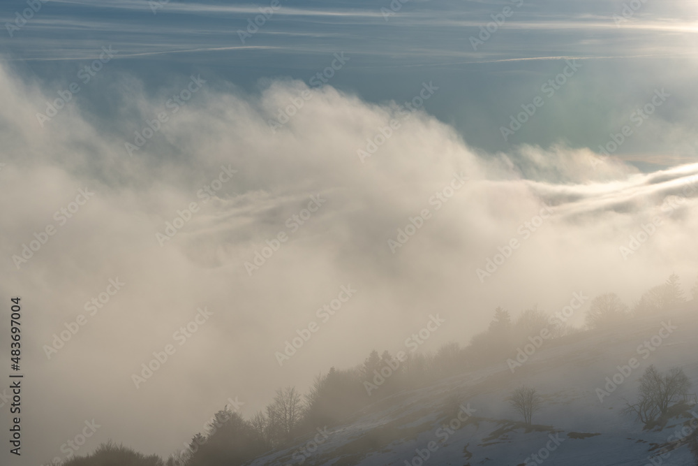 Fototapeta premium Cloud sea in the mountain in winter.