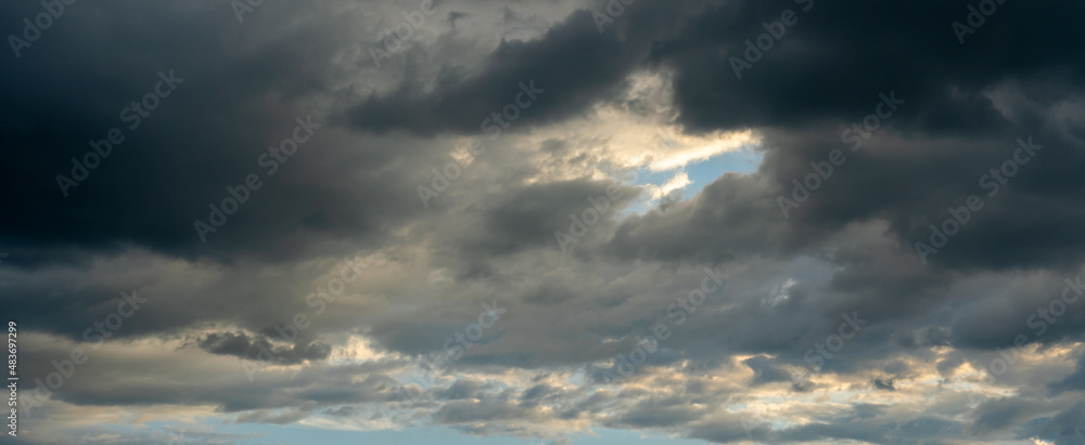Panoramic photo of storm clouds on the sky