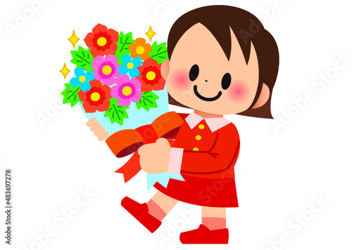 誕生日,花束,花,お祝い,子供,学校,バレンタイン,祝福,発表会