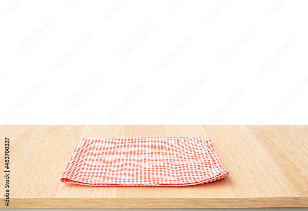 Napkin or fabric on wood table with clipping path.for design key visual and background. Napkin or fabric on wood table with clipping path.for design key visual and background.