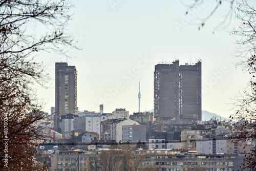 Wallpaper Mural Urban view with concrete brutalist buildings in Vozdovac district, Belgrade, Serbia. Torontodigital.ca