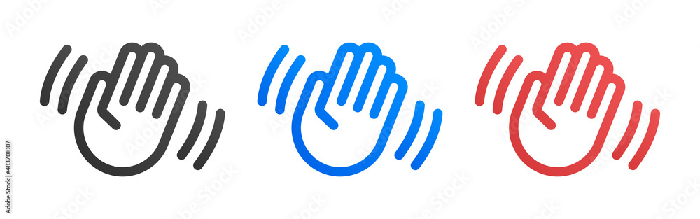 Hand wave icon. Waving hi or hello gesture icon isolated on white background. Hand wave icon. Waving hi or hello gesture icon isolated on white background.